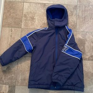 Nike, light/dark blue heavy weight jacket. Fleece lined